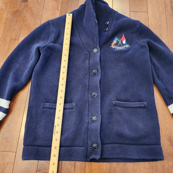 Polo Ralph Lauren women's navy blue cotton cardigan in size medium vintage - Picture 5 of 6